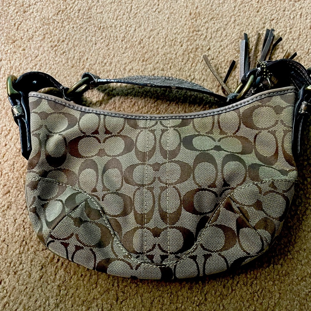 Coach Signature Brown Canvas Shoulder Bag